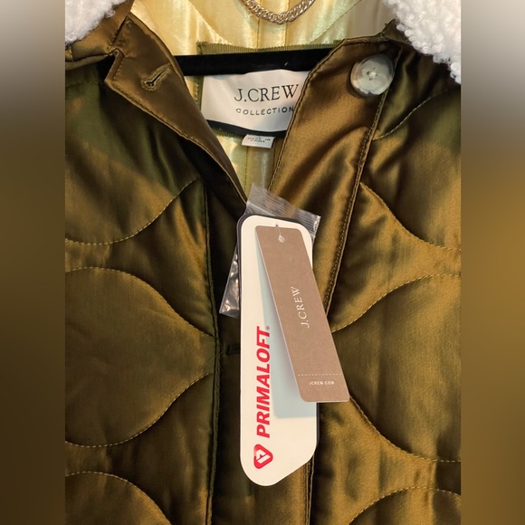 NWT J Crew x Primaloft Quilted Cocoon Jacket heavy satin with removable collar - Picture 5 of 12